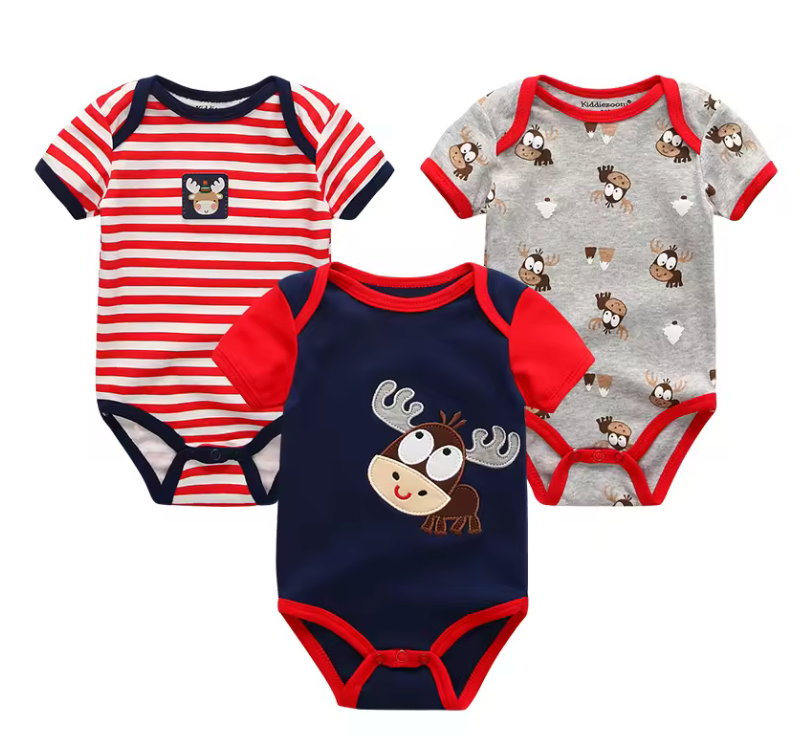 Body 3-pack med kort ärm - 100% bomull