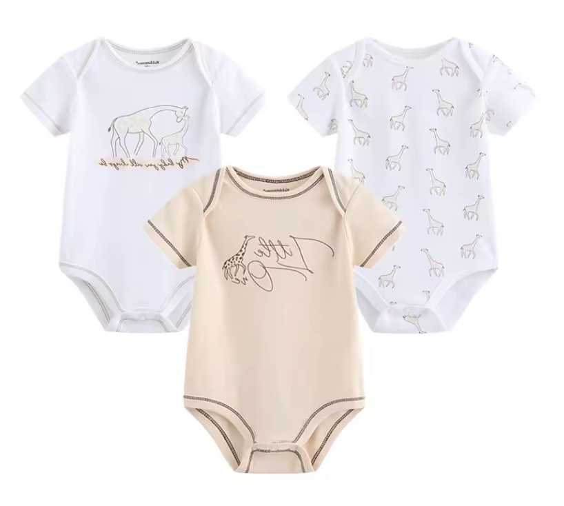 Body 3-pack med kort ärm - 100% bomull