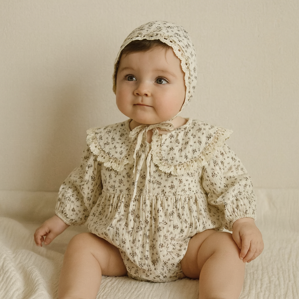 Blommig Onepiece med matchande Hatt